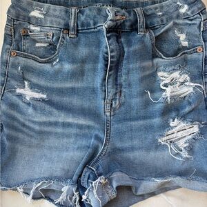 American Eagle Outfitters Blue Distressed Jean Shorts
